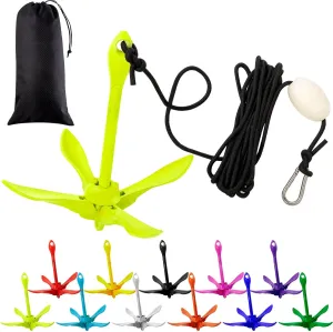 1 Pack Marine Kayak Anchor Kit Folding Grapnel Boat Anchor Kit Kayak Fishing Accessories for Small Boats Canoe Paddle Boards