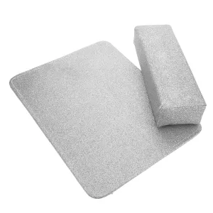 1 Set Manicure Hand Rest Cushion Stylish Nail Art Hand Pillow with Washable Mat Comfortable Arm Rest for Nail Salon Use Silver Microfiber Leather