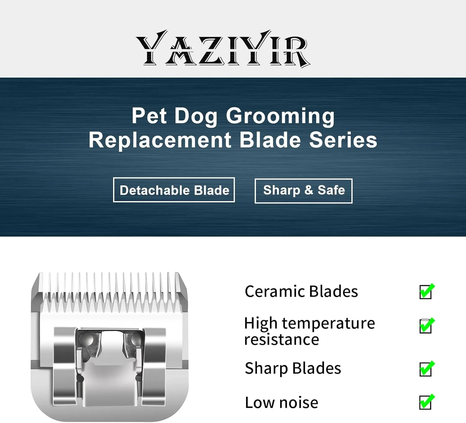 10 7FC 5FC 4FC Pet Dog Grooming Detachable Ceramic Blades Kit,Compatible with Andis,Oster A5,Wahl KM10 Clippers,Cut Length 1/16"(1.5mm) to 3/8" (9.5mm),Small 4-Piece Set