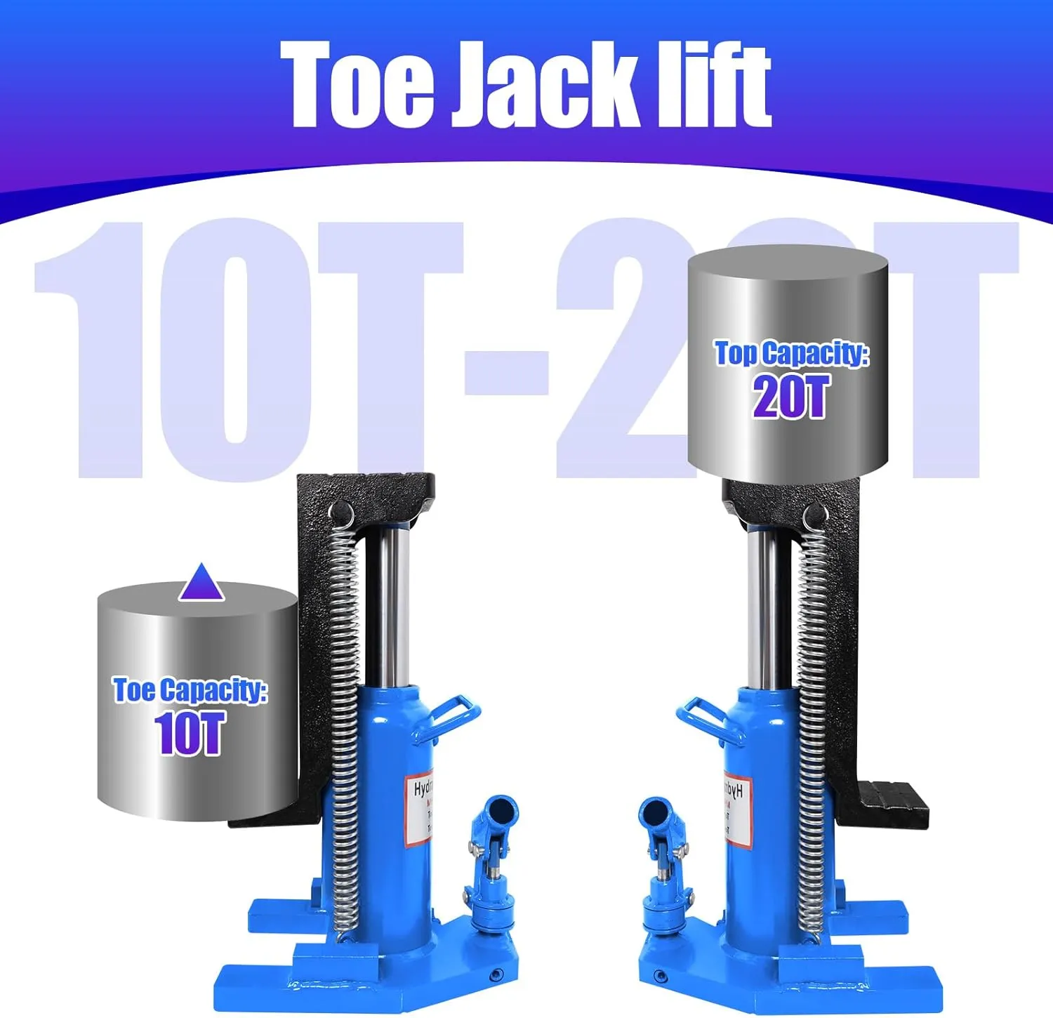 10 Ton/20 Ton Hydraulic Toe Jack with Handle, Heavy Duty Claw Jack Proprietary Heat-Treated Steel, Jack Lift Max Height 18.8" for Car Repair, Machinery & Industry (20 Ton)