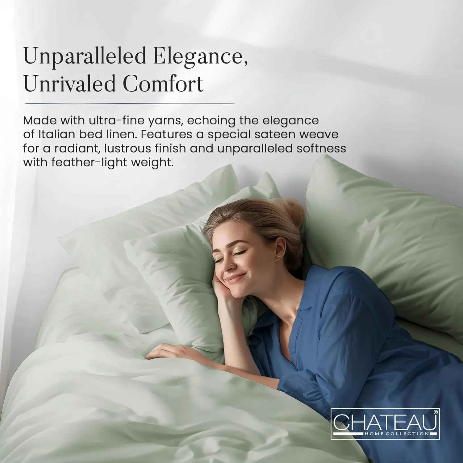 100% Cotton Bed Sheets - 1000 Thread Count, Breathable Luxury Cooling Sheets, Soft Sateen Weave, Deep Pocket Set - Mineral King Size