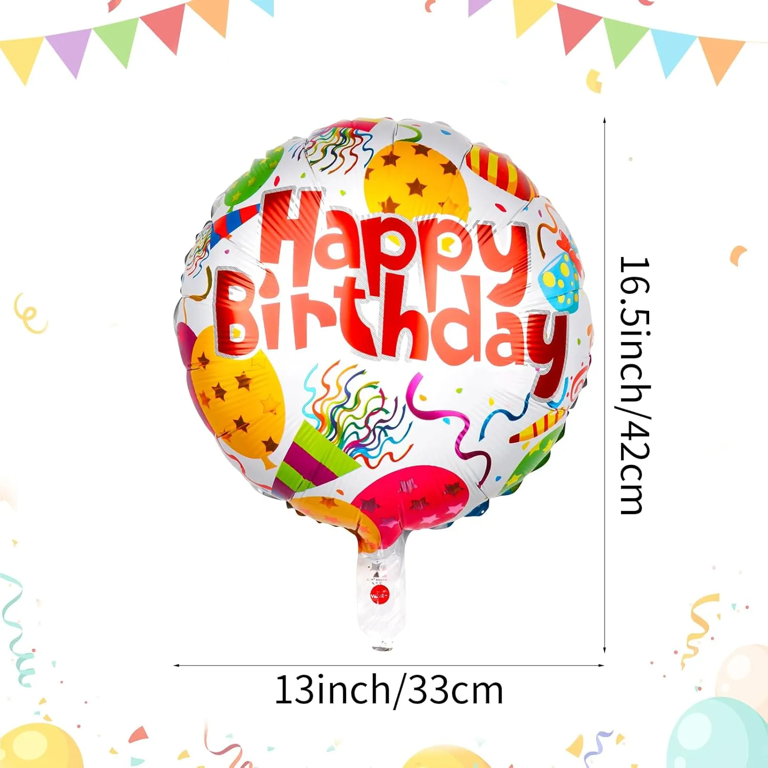100 Pcs Happy Birthday Aluminum Foil Balloons for Birthday Party Decoration Supplies, 18 Inches Round Helium Floating Mylar Balloon (20 Patterns)