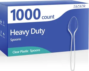 1000 Count Clear Plastic Spoons Bulk - Plastic Silverware Spoons Heavy Duty, Premium Disposable Spoons, BPA-Free, Heat Resistant, Suitable for Parties, Events, and Everyday Use