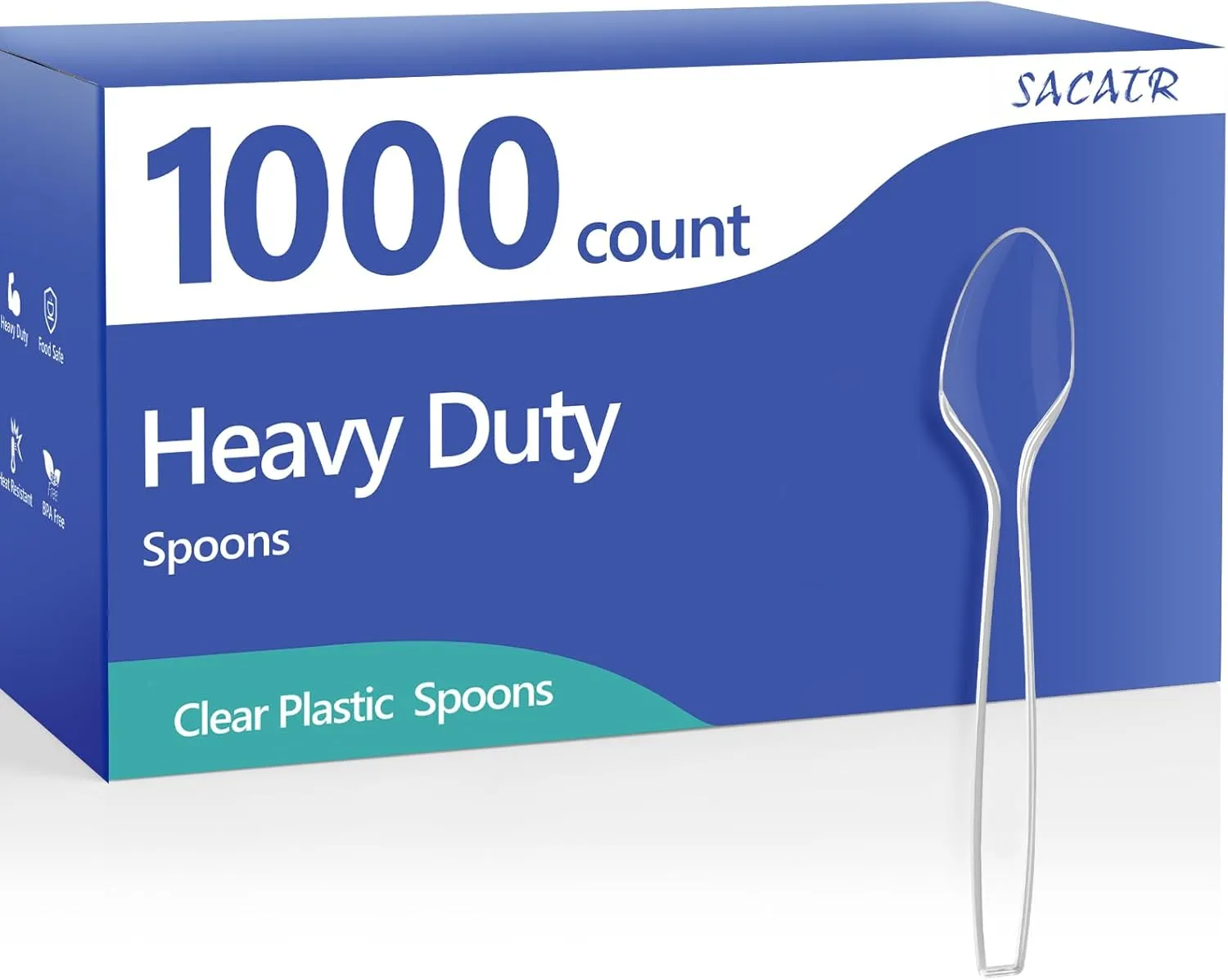 1000 Count Clear Plastic Spoons Bulk - Plastic Silverware Spoons Heavy Duty, Premium Disposable Spoons, BPA-Free, Heat Resistant, Suitable for Parties, Events, and Everyday Use