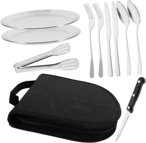 10pc Stainless Steel Cutlery Set Forks Spoons Knives Western Camping Tableware for Outdoor Adventures