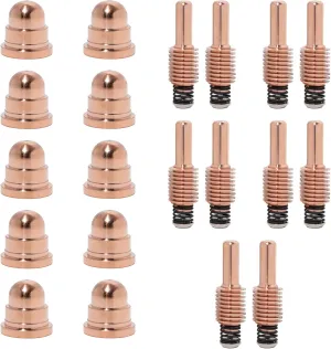 10PCS 220930 Nozzle Tips and 10PCS 220842 Plasma Electrodes for Hypertherm 45XP/65/85/105, High-Precision Sturdy Consumables Kit