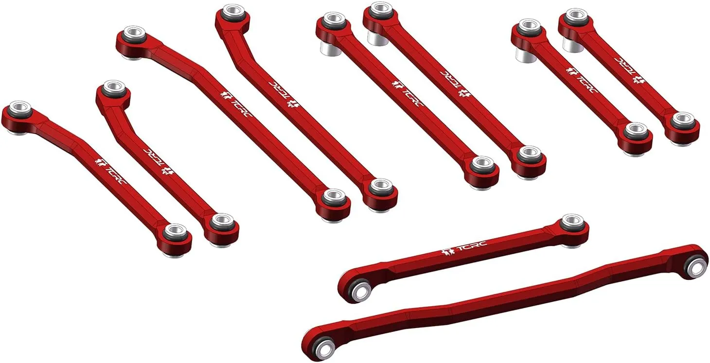10PCS Aluminum High Clearance Chassis Links and Steering Links Set for HPI Venture18 Upgrade,Red