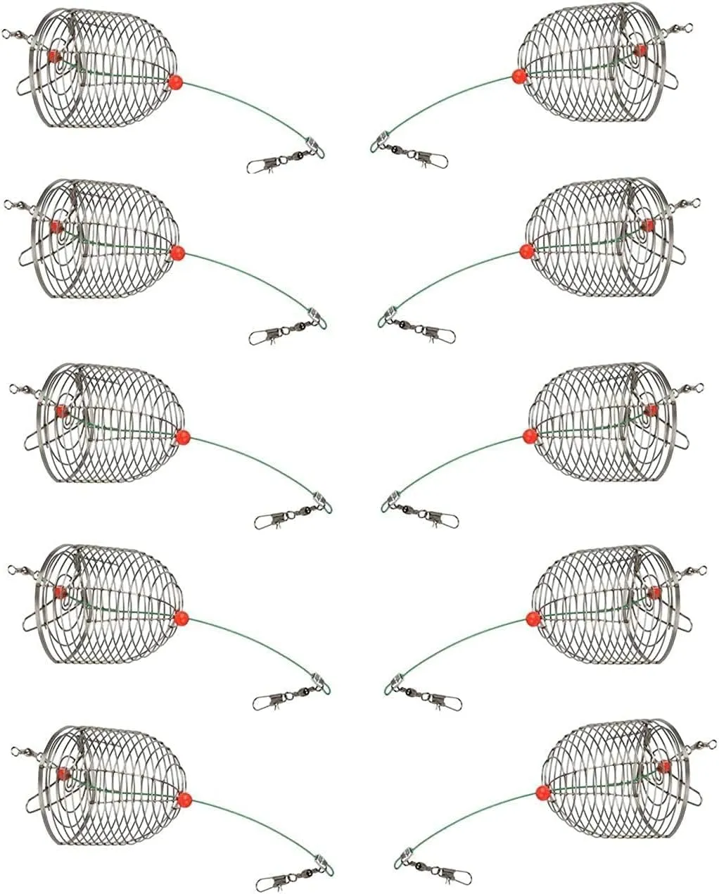 10Pcs/Pk Carp Fishing Bait Trap Cage Feeder Basket Holder Coarse Lure Feeder Carp Fishing Tackle Kit,Size L/M/S Available