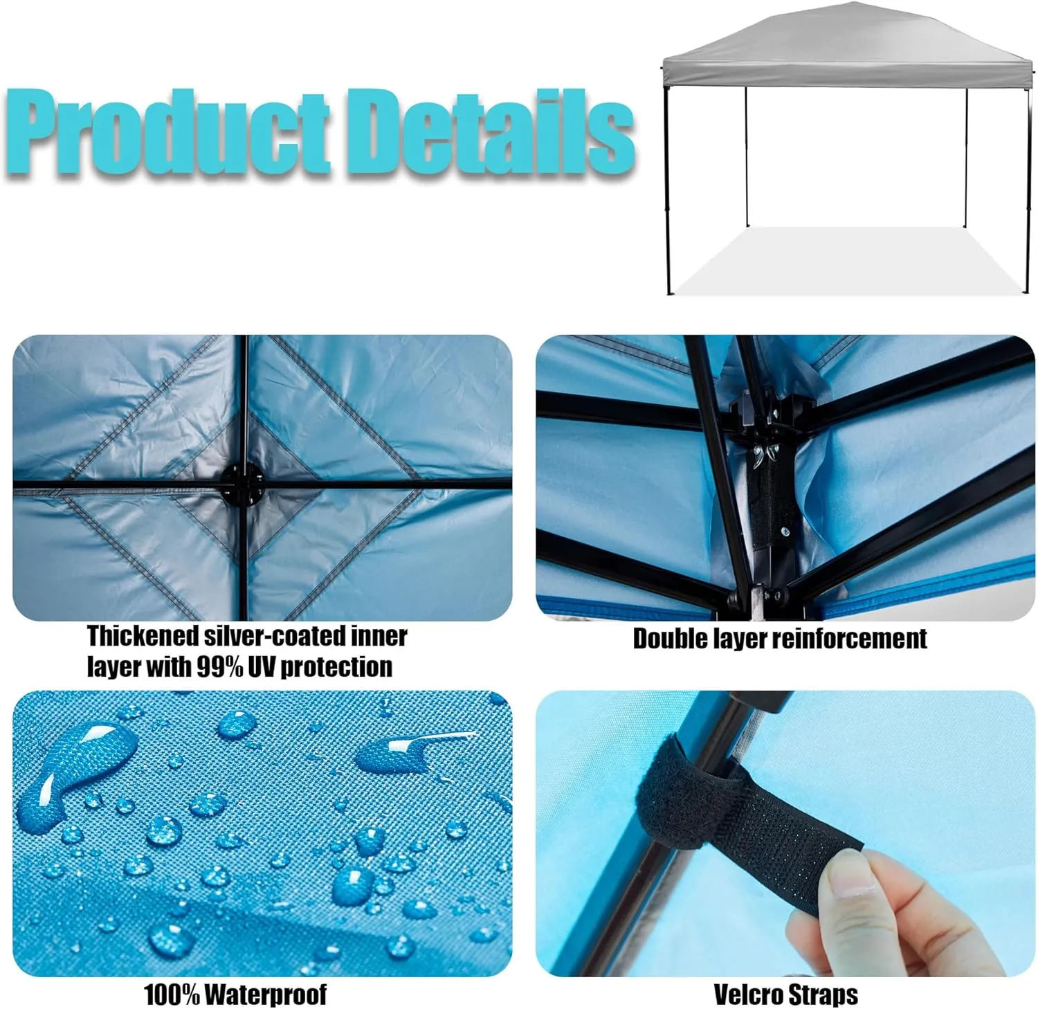 10x 10 Canopy Replacement Top, Replacement Canopy Top for 10x10 Pop Up Canopy Tent (Canopy Top Cover Only) Grey