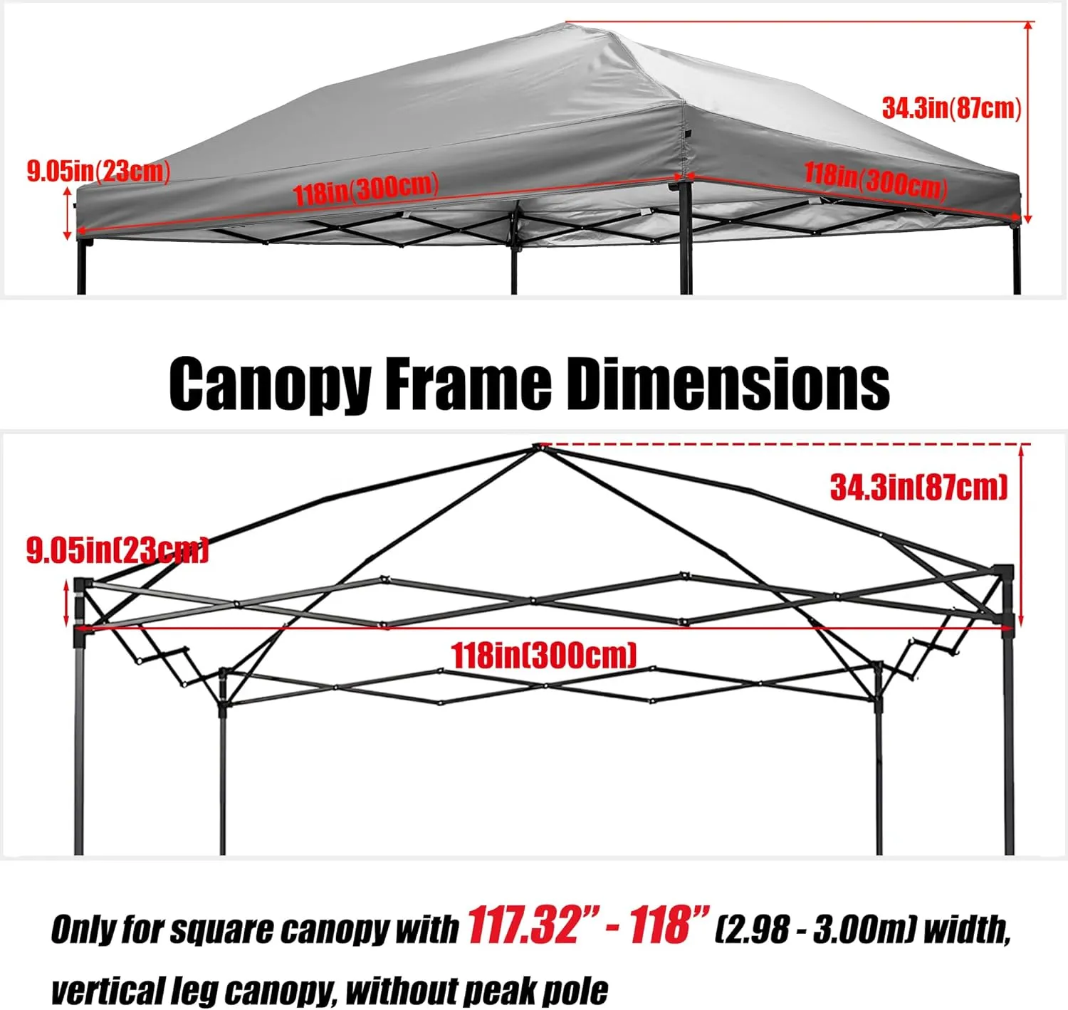 10x 10 Canopy Replacement Top, Replacement Canopy Top for 10x10 Pop Up Canopy Tent (Canopy Top Cover Only) Grey