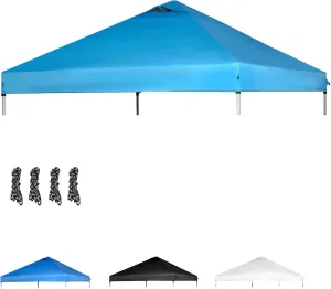 10x10 Canopy Replacement Cover, Pop Up Tent with Air Vent for Straight Leg Frame, Waterproof with Windproof Ropes for Garden Patio Camping (Top Only) (SkyBlue)