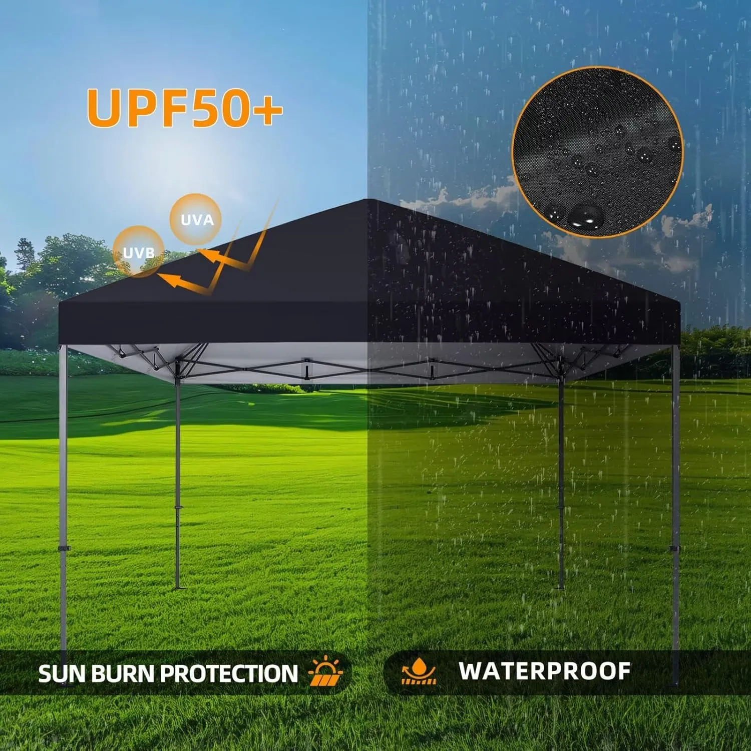 10x10 Canopy Replacement Top Only,Waterproof Pop Up Canopy Tent Top Replacement Cover Roof with Windproof Ropes for Straight Leg Frame, 420D Polyester for Outdoor Garden Pavilion Sun Shade(Beige)