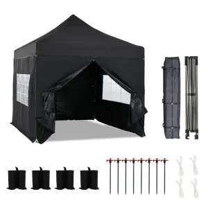 10x10 ft. Pop Up Canopy Tent with Windows Sidewalls and Wheeled Bag