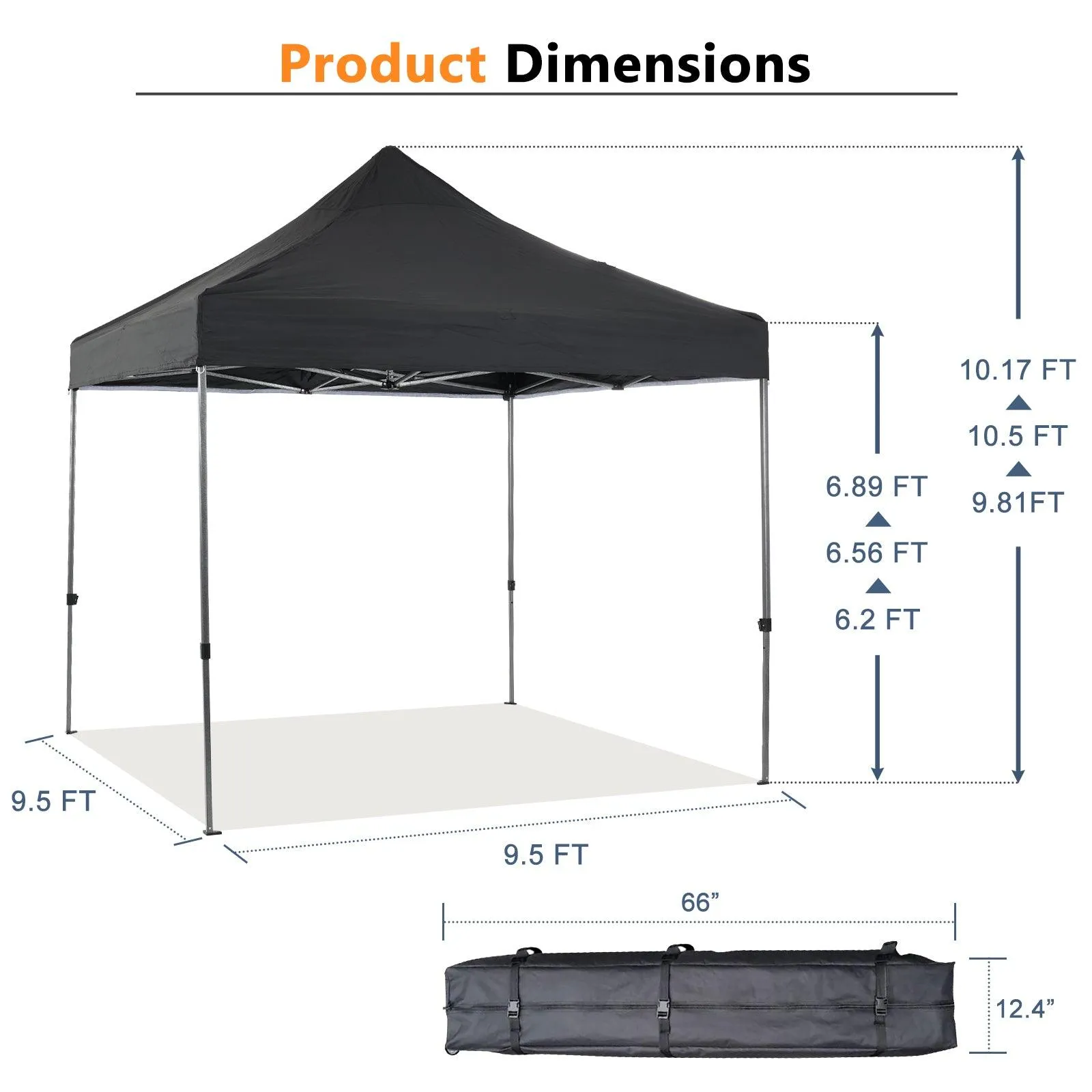 10x10 ft. Pop Up Canopy Tent with Windows Sidewalls and Wheeled Bag