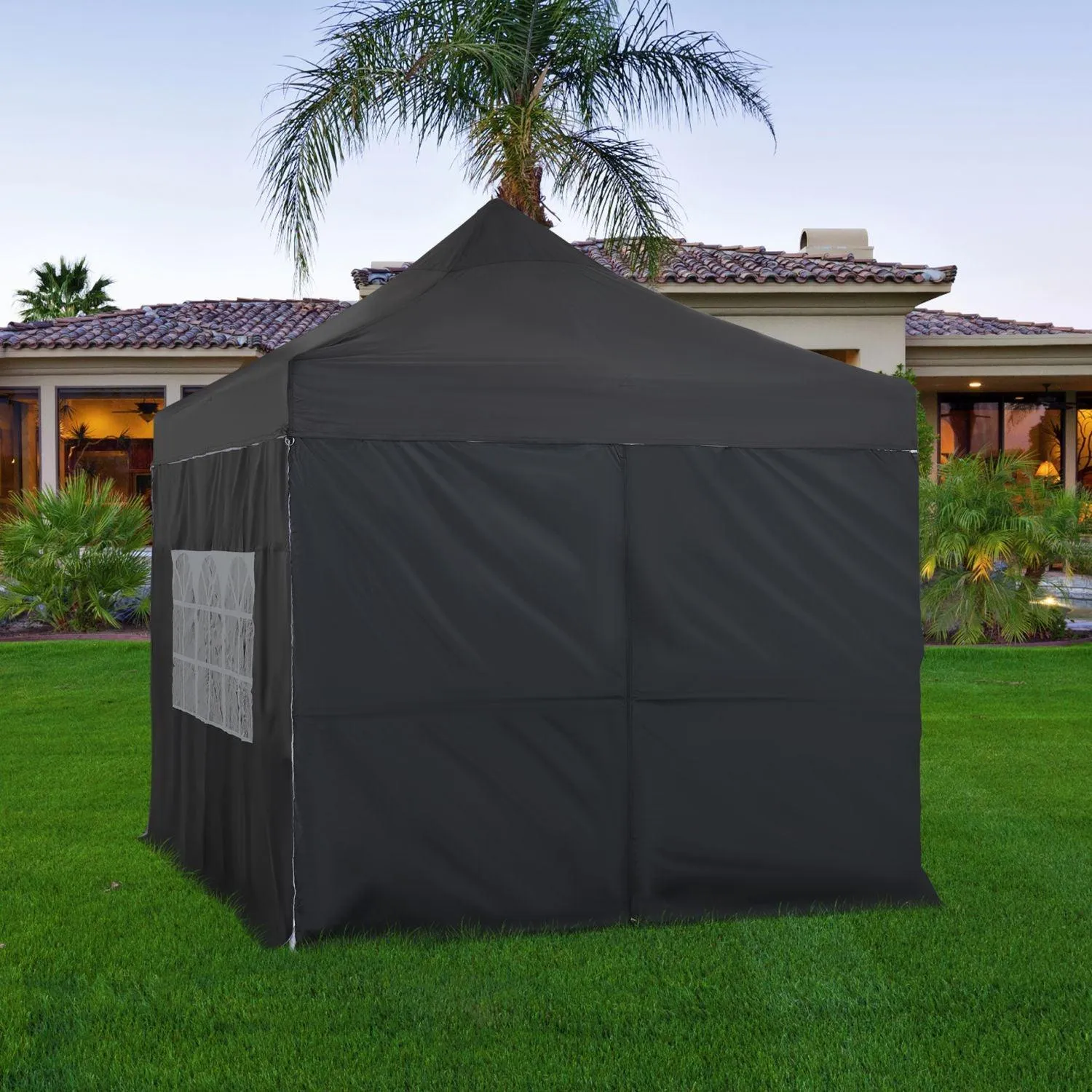10x10 ft. Pop Up Canopy Tent with Windows Sidewalls and Wheeled Bag