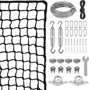 10x15ft Golf Net with Stainless Steel Wire Hanging Kit, Easy Installation Golf Practice Net with Durable Cable System for Golf,Baseball, Hockey,Soccer,Sports Net Kit for for Indoor & Outdoor Use
