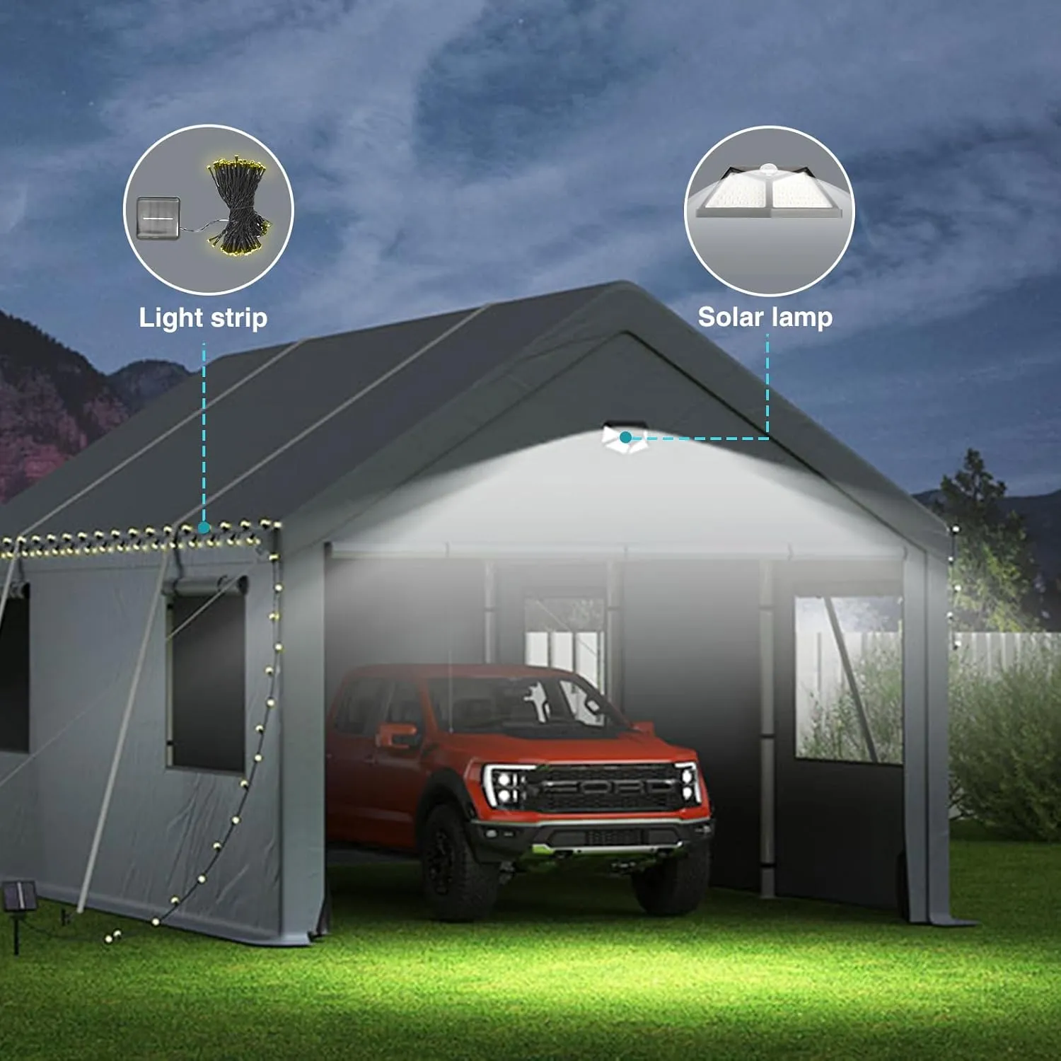 10x20FT Heavy Duty Carport Canopy,Extra Large Portable Car Tent Garage with Roll-up Windows and All-Season Tarp Cover,Removable Roof &Side Walls for Car, SUV,Boats&Truck Shelter Logic Storage