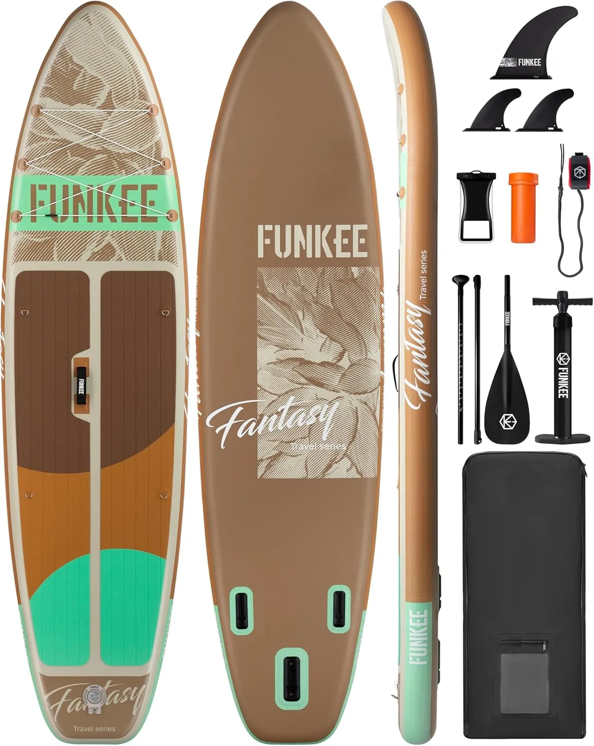 11’×34"×6" Extra Wide Inflatable Stand Up Paddle Board, Sup Board with Removable Fins, Backpack, Floating Paddle, Safety Leash, Floating Phone Case for Adults & Youth of All Skill Levels