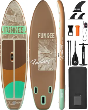 11’×34"×6" Extra Wide Inflatable Stand Up Paddle Board, Sup Board with Removable Fins, Backpack, Floating Paddle, Safety Leash, Floating Phone Case for Adults & Youth of All Skill Levels