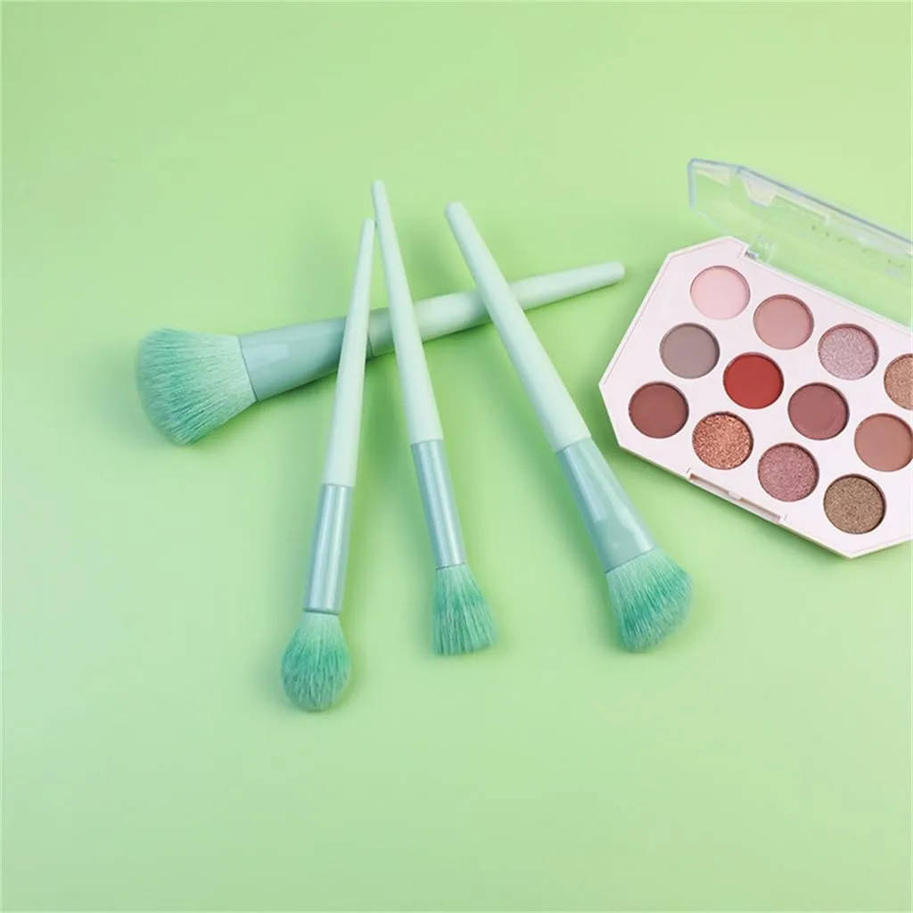 11pcs Green Makeup Brush Set for Beginners Complete Set of Soft Beauty Tools