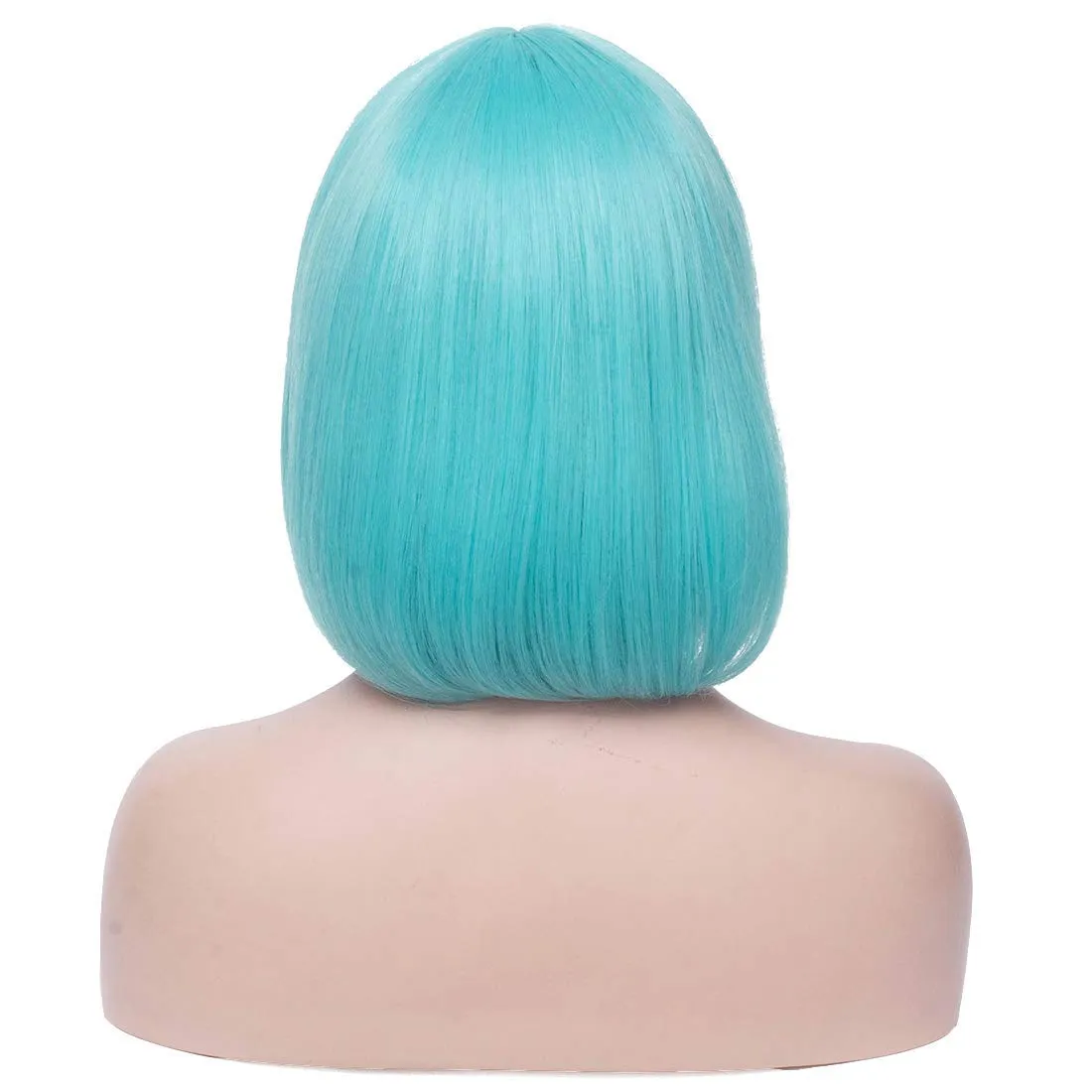 12 Inches Blue Bob Wig Short Teal Wig with Bangs for Women Girls Heat Resistant Synthetic Wigs
