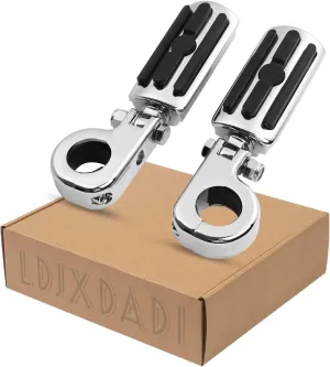 1.25" Highway Footpegs, Adjustable Footrest Mounting P-Clamps Compatible with Harley Sportster Touring Softail Dyna Honda Kawasaki Suzuki Yamaha with 1-1/4" Engine Guard（Chrome）