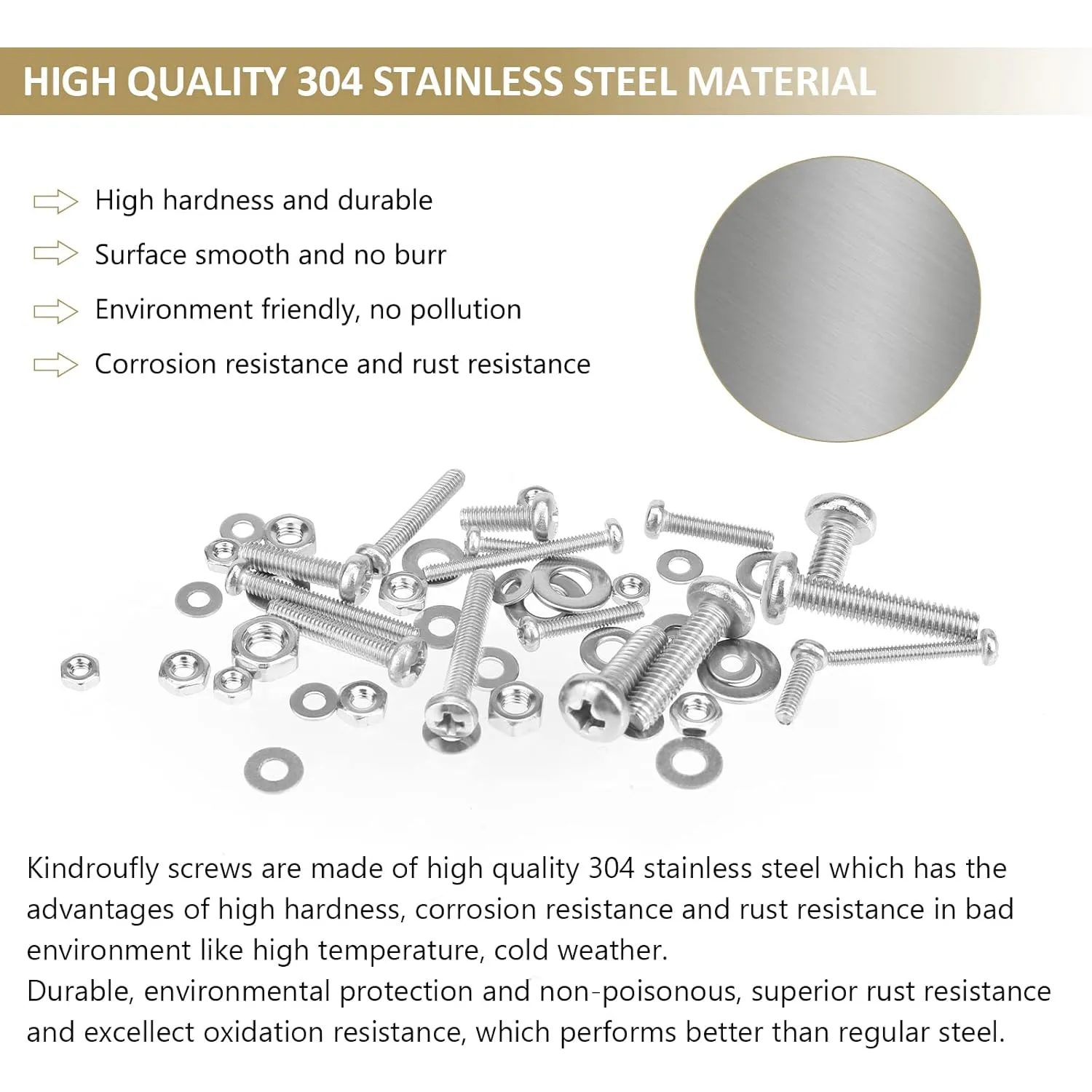 1285 Pieces M2 M2.5 M3 M4 Phillips Pan Head Machine Screws Nuts Washers Assortment Kit, 304 Stainless Steel, Fully Machine Thread