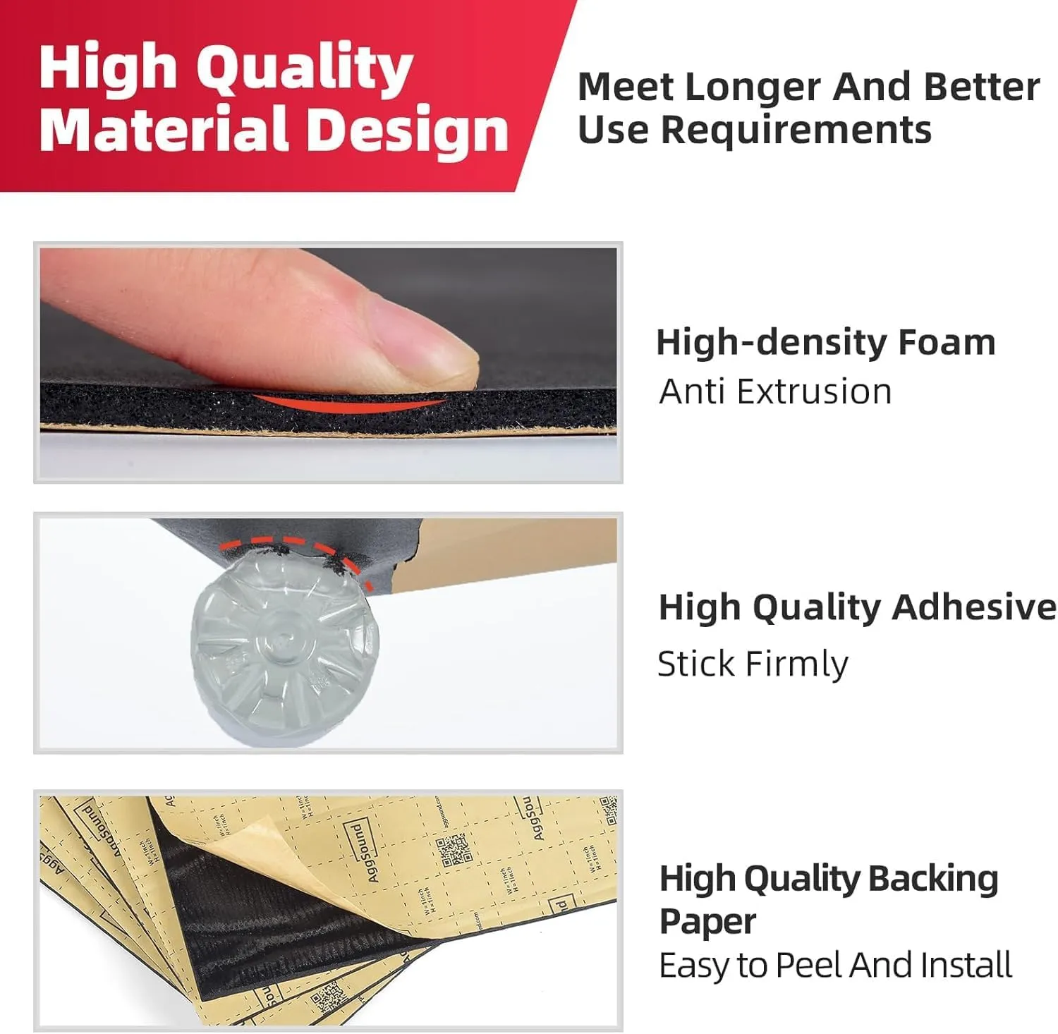 1/2inch Thickened Sound Deadener for Multiple Use，High Density Foam with Adhesive,for Car, Boat, RV Shield Insulation Dampening Mat, 16" x 60" x1/2"