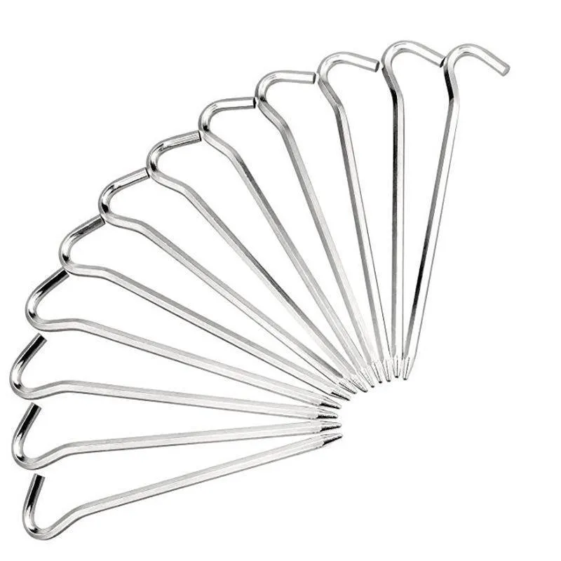 12PCS Tent Pegs Steel Ground Camping Stakes Outdoor Nail 6mm Heavy Duty