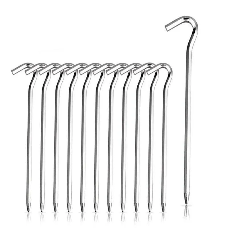 12PCS Tent Pegs Steel Ground Camping Stakes Outdoor Nail 6mm Heavy Duty