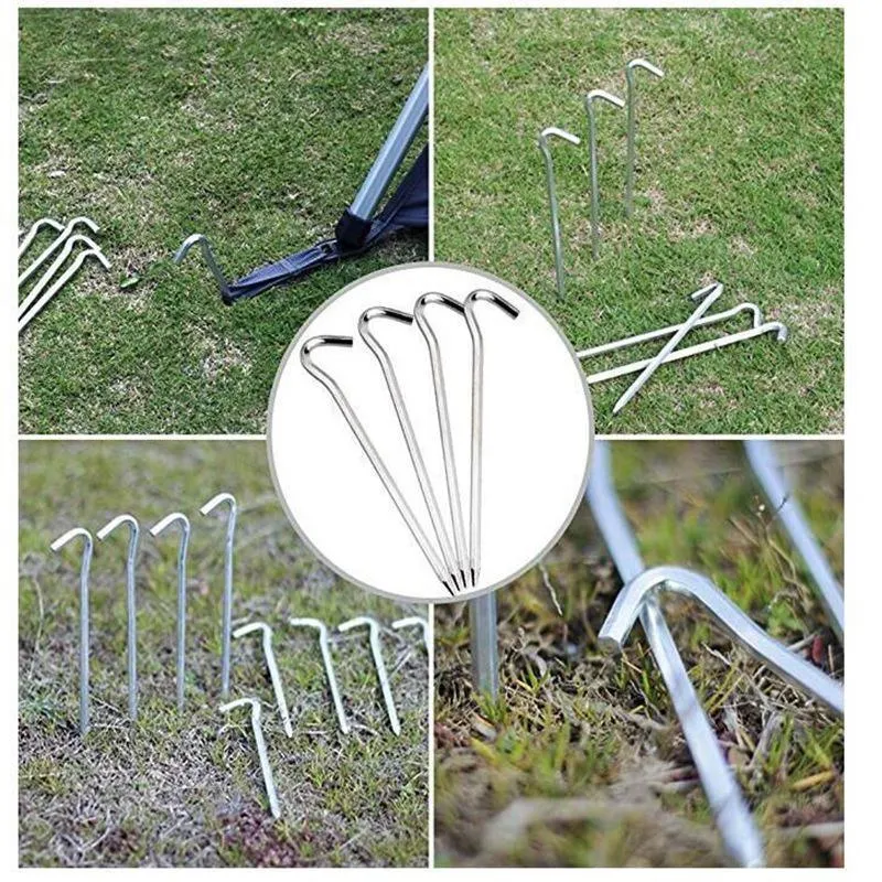 12PCS Tent Pegs Steel Ground Camping Stakes Outdoor Nail 6mm Heavy Duty