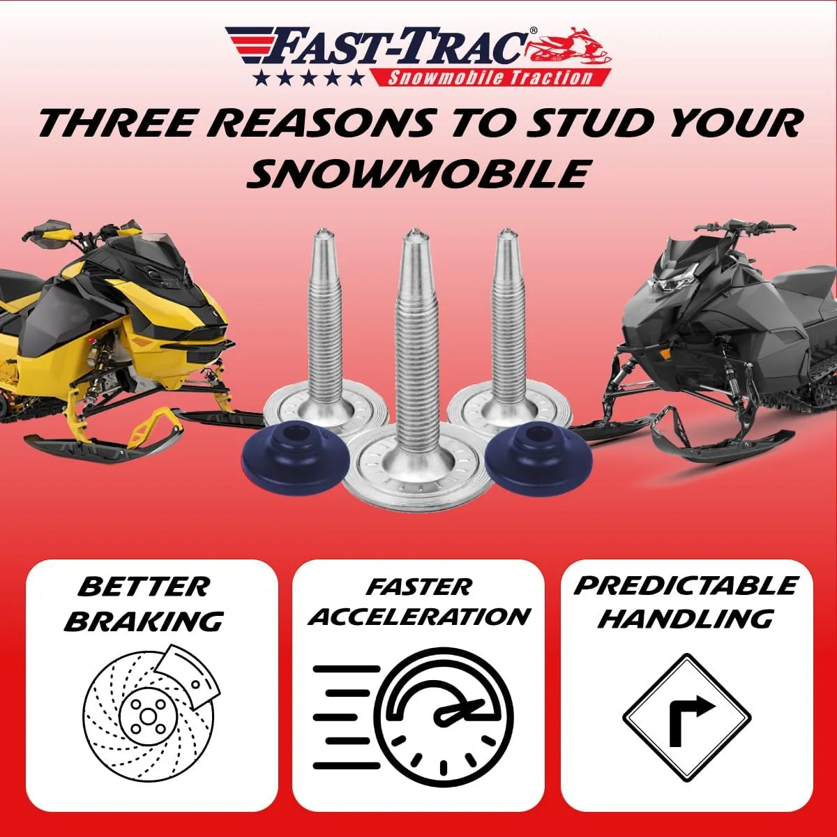 1.375” Top Gun SP Snowmobile Studs Kit Qty 96, Rust-Free & Lightweight, Includes Install Tools & Template, for OEM Ski-Doo 1.25/1.35 1-Ply Tracks