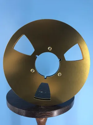 1/4" x 10.5" GOLD NAB Aluminum Metal Reel with White Hinged Set up Box NEW