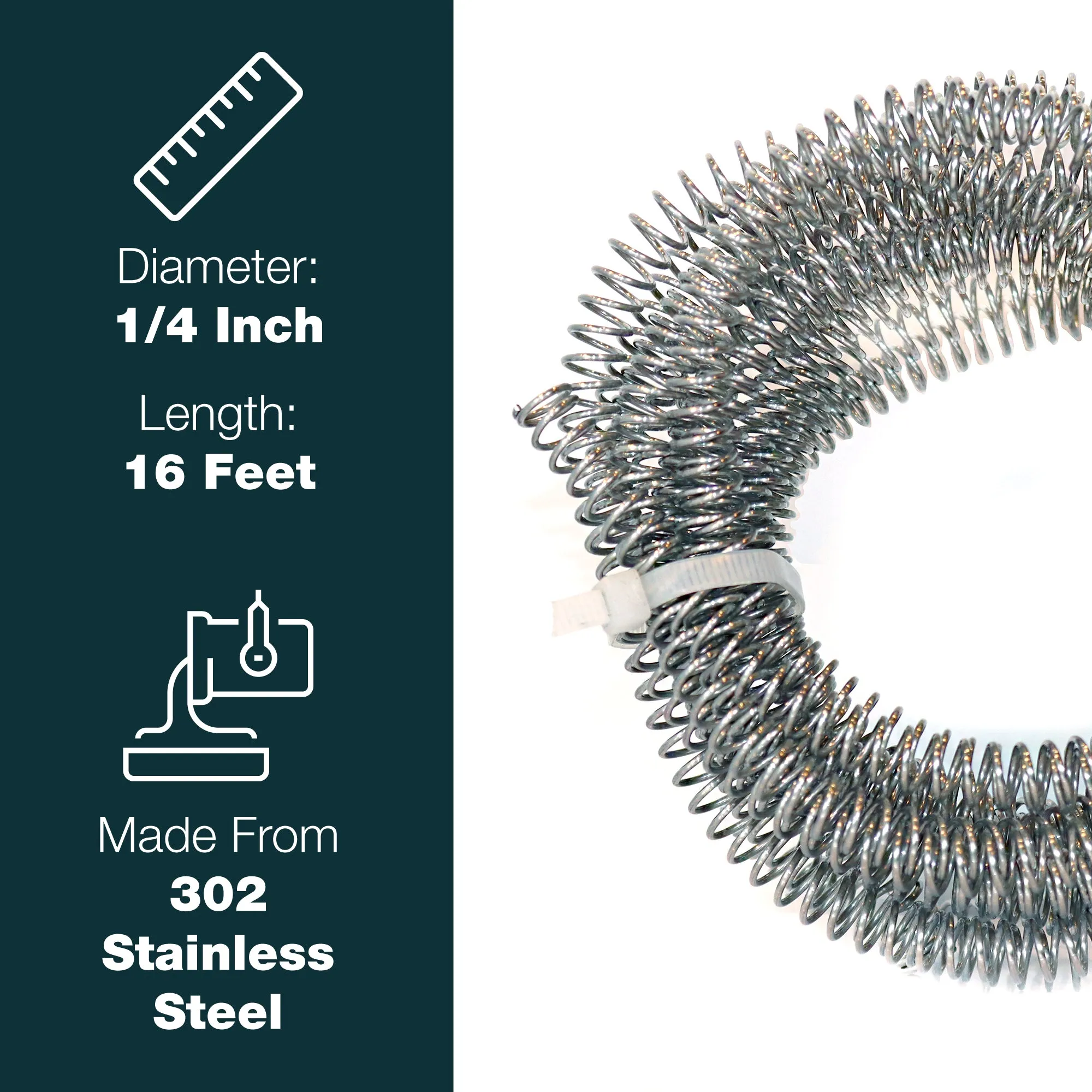 1/4" x 25' Stainless Steel Coil & 16' Stainless Steel Gravel Guard
