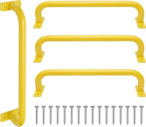 17 Inch Yellow Safety Handles Metal for Playground Accessories Pack of 4 - Swing Set Hardware Kit Grab Handles, Playset Hand Grips, Indoor Monkey Bars for Jungle Gym, Playhouse, Climbing Frame