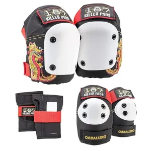 187 Killer Pads Six Pack Pad Set, Elbow Pads, Knee Pads, and Wrist Guards - Ideal for Skateboarding, Roller Skating, and Inline Skating