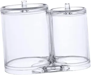 1Pc Transparent Cotton Swabs Holder Multi Purpose Cosmetic Cotton Pads Organizer Compact Storage Box for Dressing Table Smooth Edges Grain Lid
