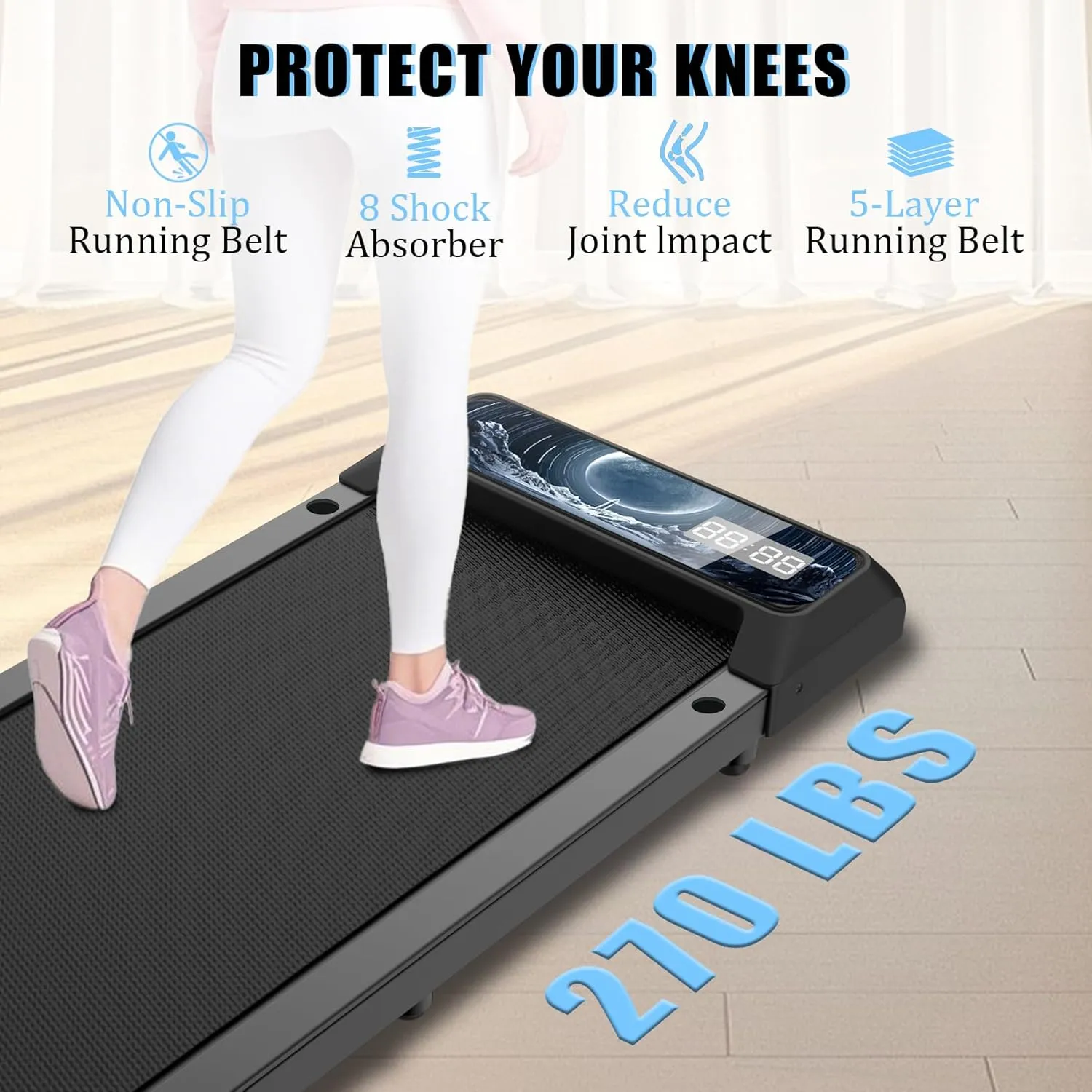 2 in 1 Treadmill and Walking Pad for Home/Office, Walking Treadmill with Remote Control, APP, and LED Display