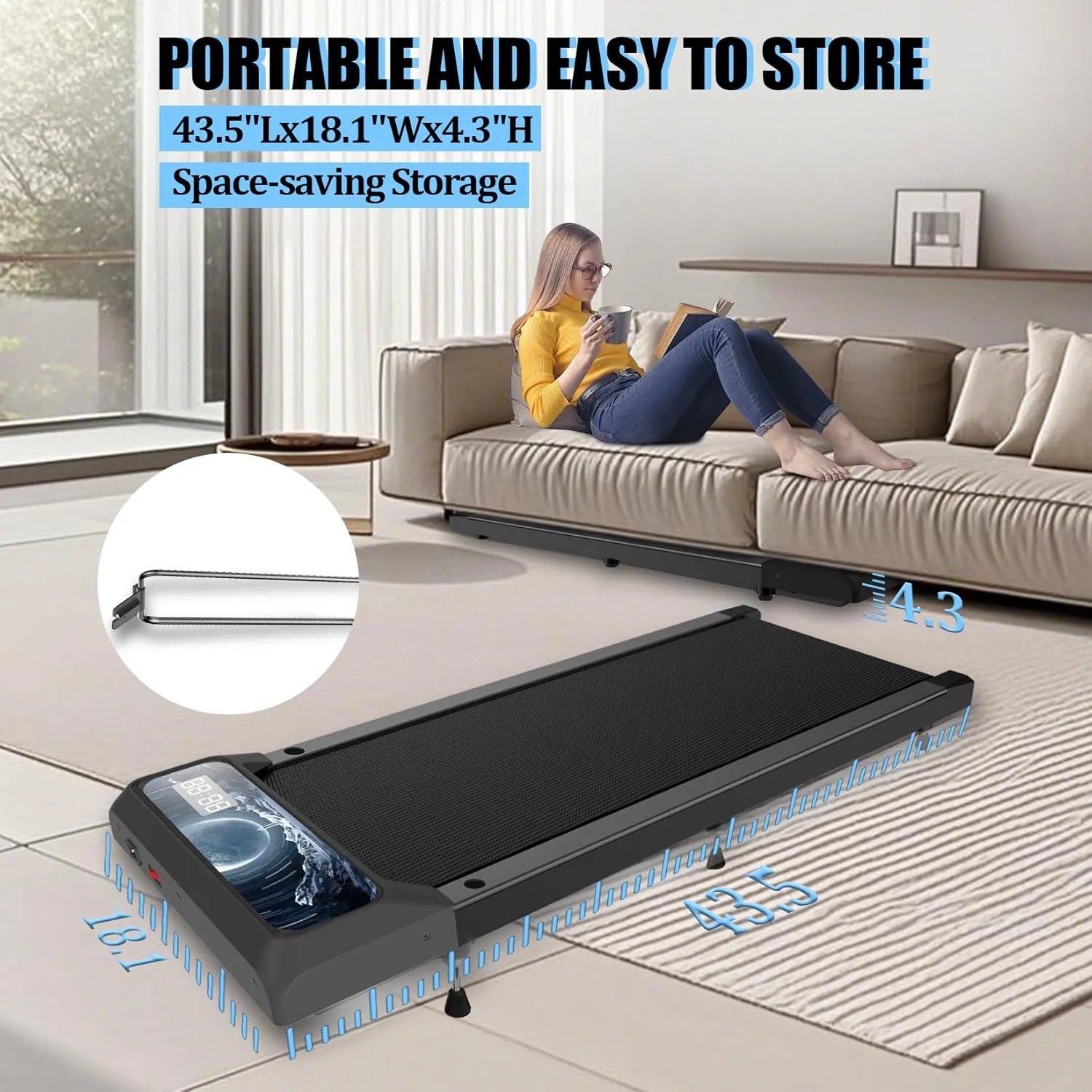 2 in 1 Treadmill and Walking Pad for Home/Office, Walking Treadmill with Remote Control, APP, and LED Display