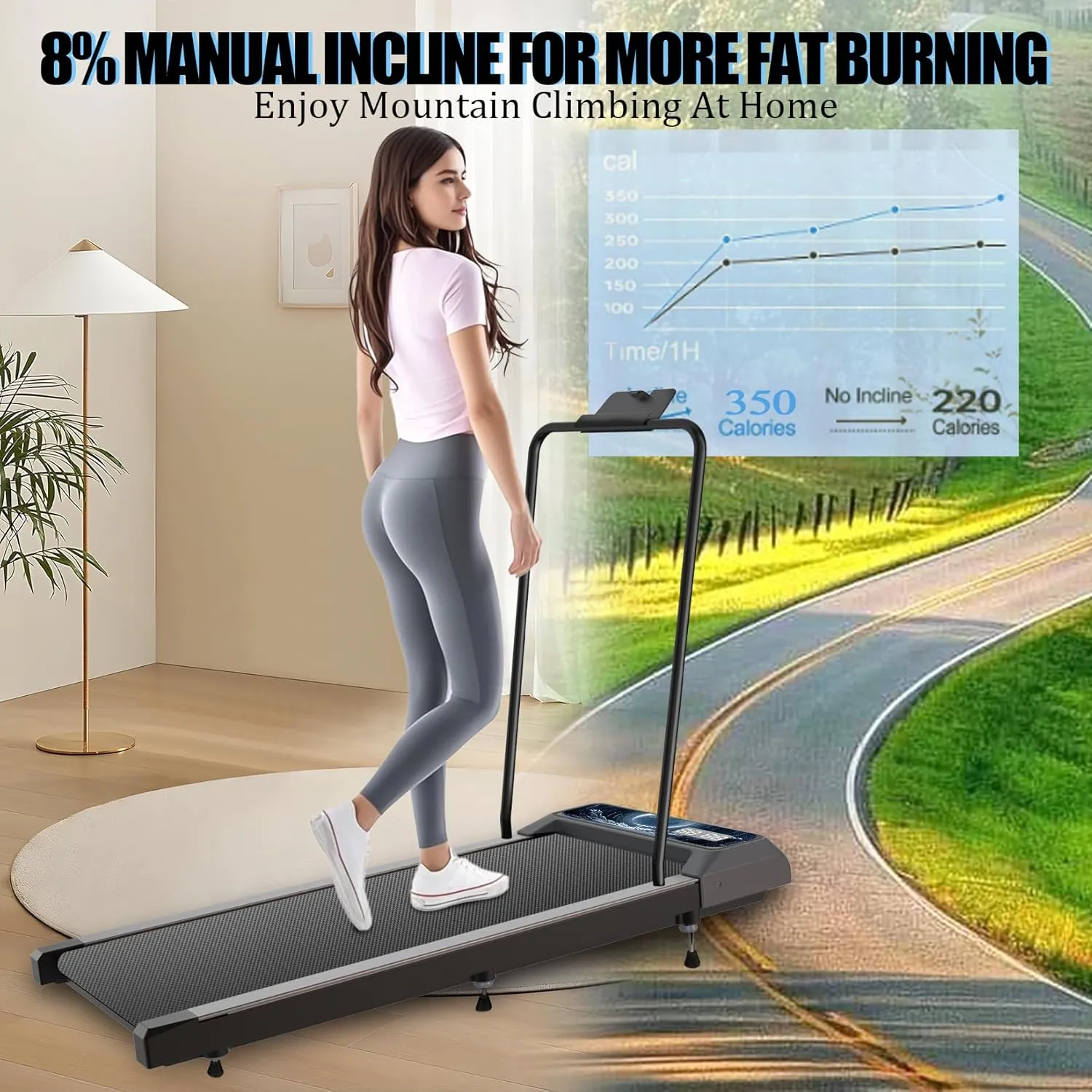 2 in 1 Treadmill and Walking Pad for Home/Office, Walking Treadmill with Remote Control, APP, and LED Display