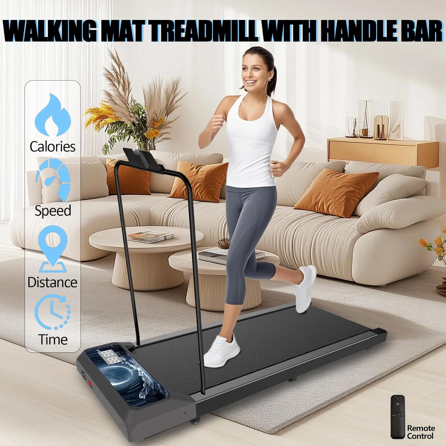 2 in 1 Treadmill and Walking Pad for Home/Office, Walking Treadmill with Remote Control, APP, and LED Display