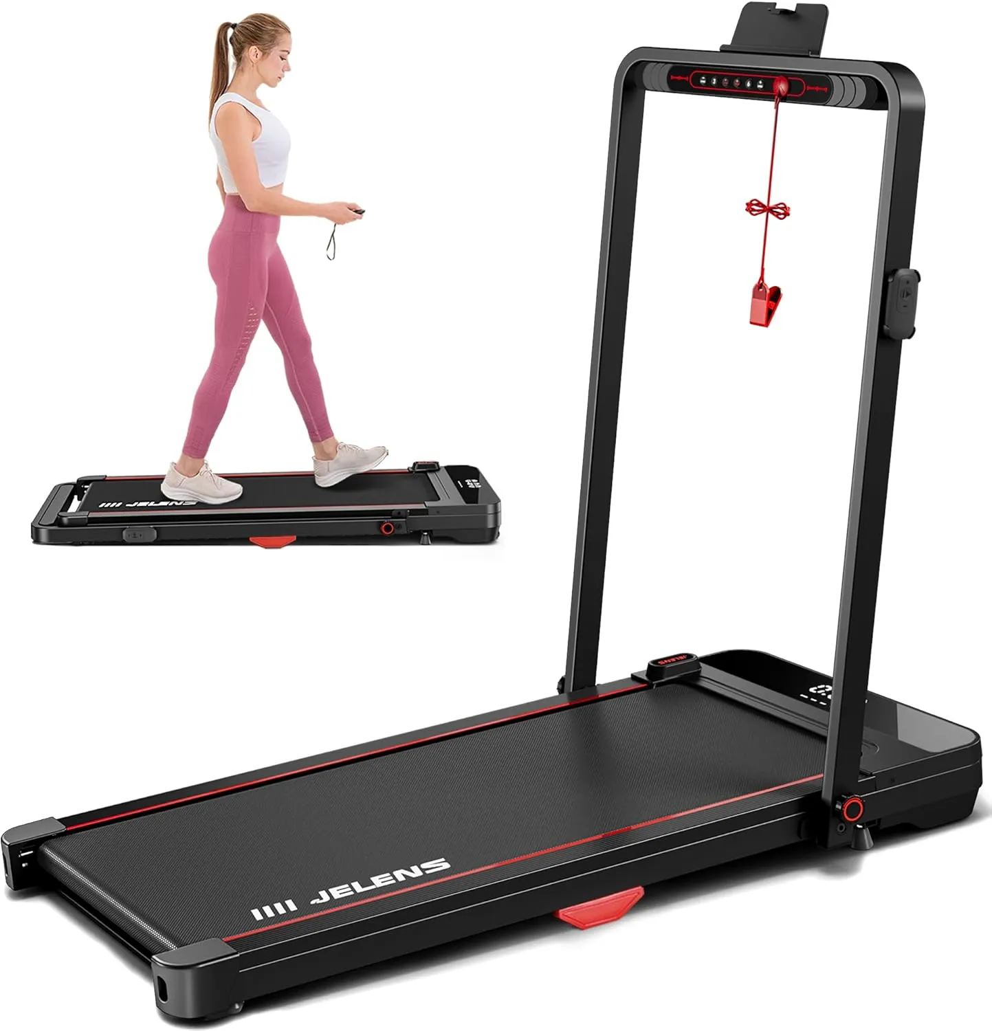 2 in 1 Treadmill, Walking Pad With Remote Control LED Display, Portable for Home/Office, 2.5HP Folding, 265lbs Weight Capacity
