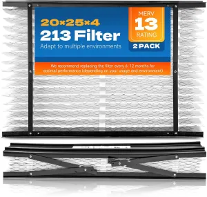 2-Pack 213 Replacement Filter for AprilAire Whole House Air Purifiers, Models 1210, 1620, 2210, 2216, 3210, 4200, MERV 13 Air Purifiers, Size: 20x25x4