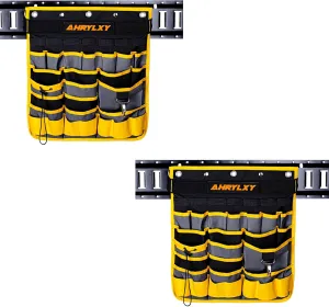 2 Pack E-Track Hanging Tool Organizer, E Track Wall Hanging Pocket Tool Holder, E-Track Accessories for Enclosed Trailer, Garage Warehouse and Workshop, Wall Mount Multi Pockets Tool Organizer
