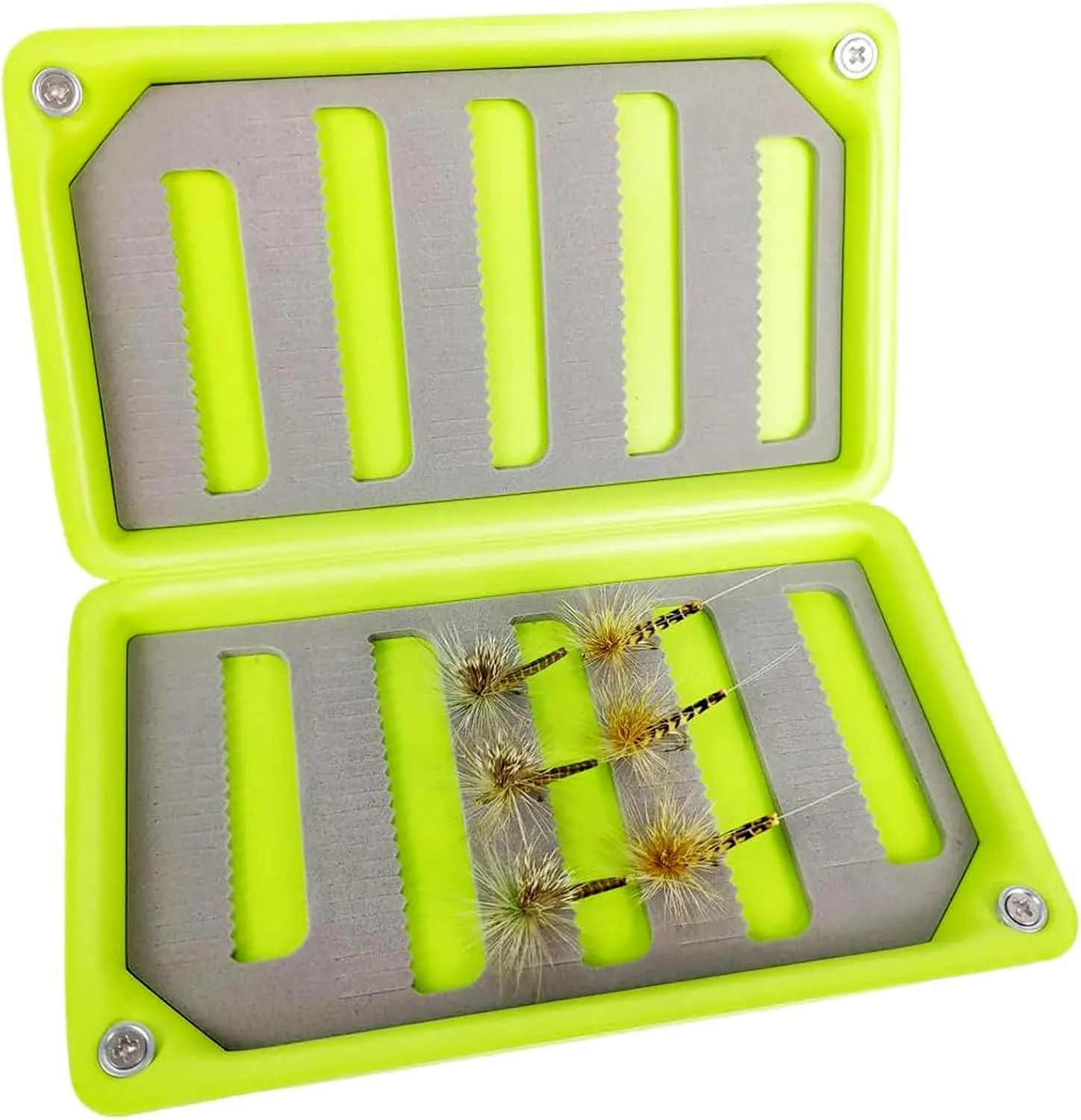 2 PC Fly Box Float Tackle Box Grip Foam Fly Fishing Tackle Boxes Fishing Storage 6X3.48X1.2inch (Slit foams)