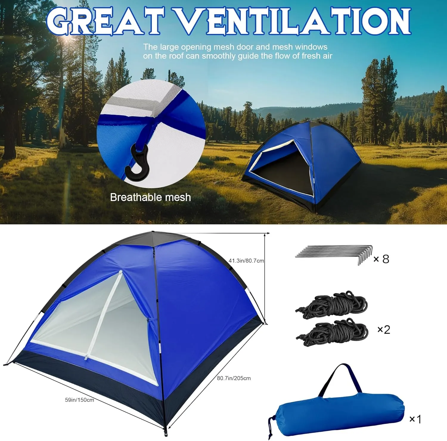 2-Person Dome Tent for Camping Waterproof Lightweight Portable Backpacking Orange/Blue/Army Green/Green