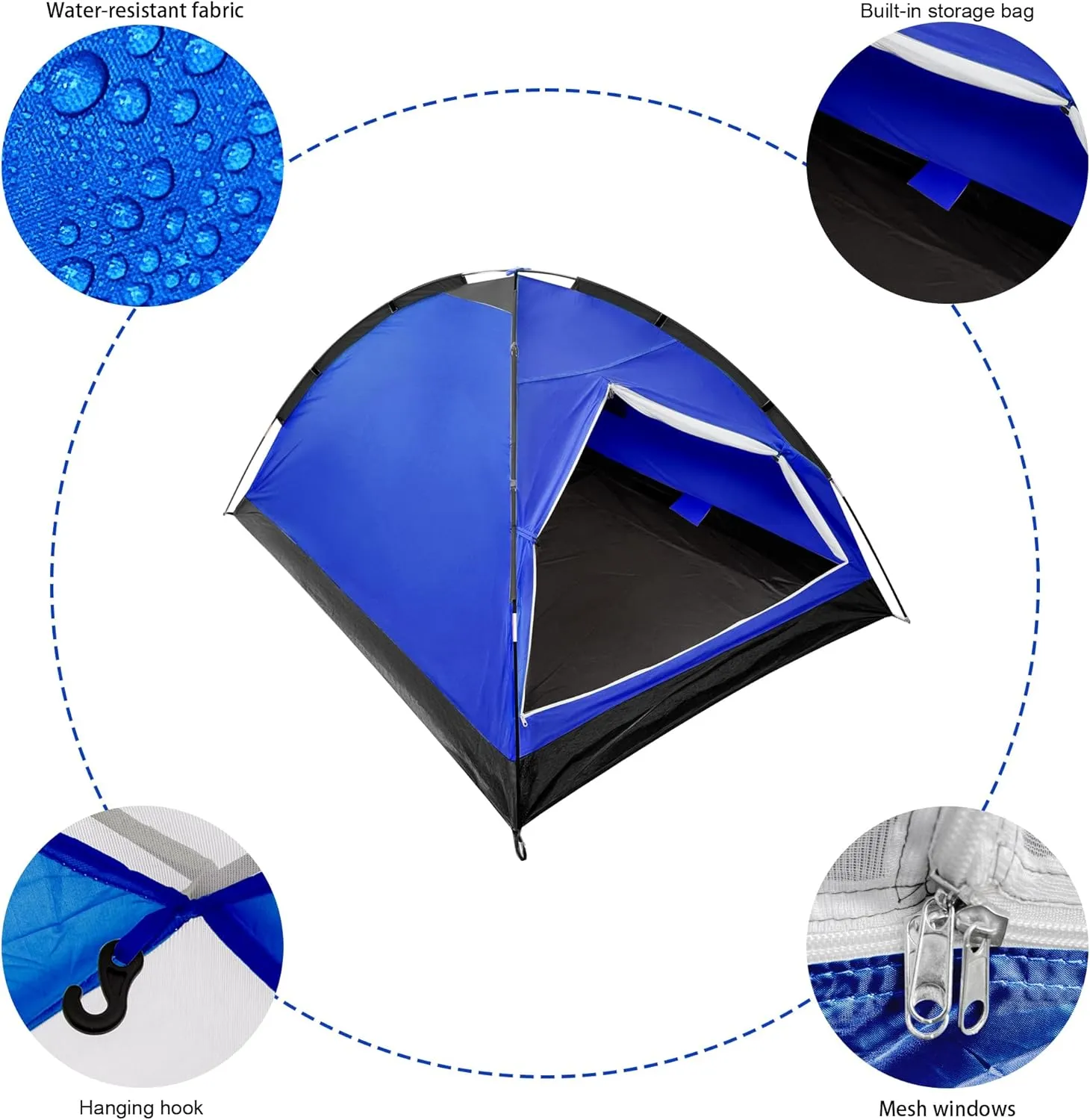 2-Person Dome Tent for Camping Waterproof Lightweight Portable Backpacking Orange/Blue/Army Green/Green