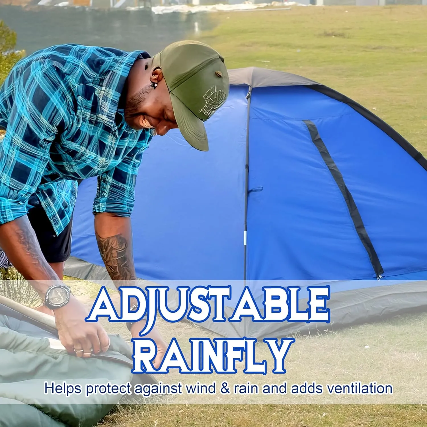 2-Person Dome Tent for Camping Waterproof Lightweight Portable Backpacking Orange/Blue/Army Green/Green
