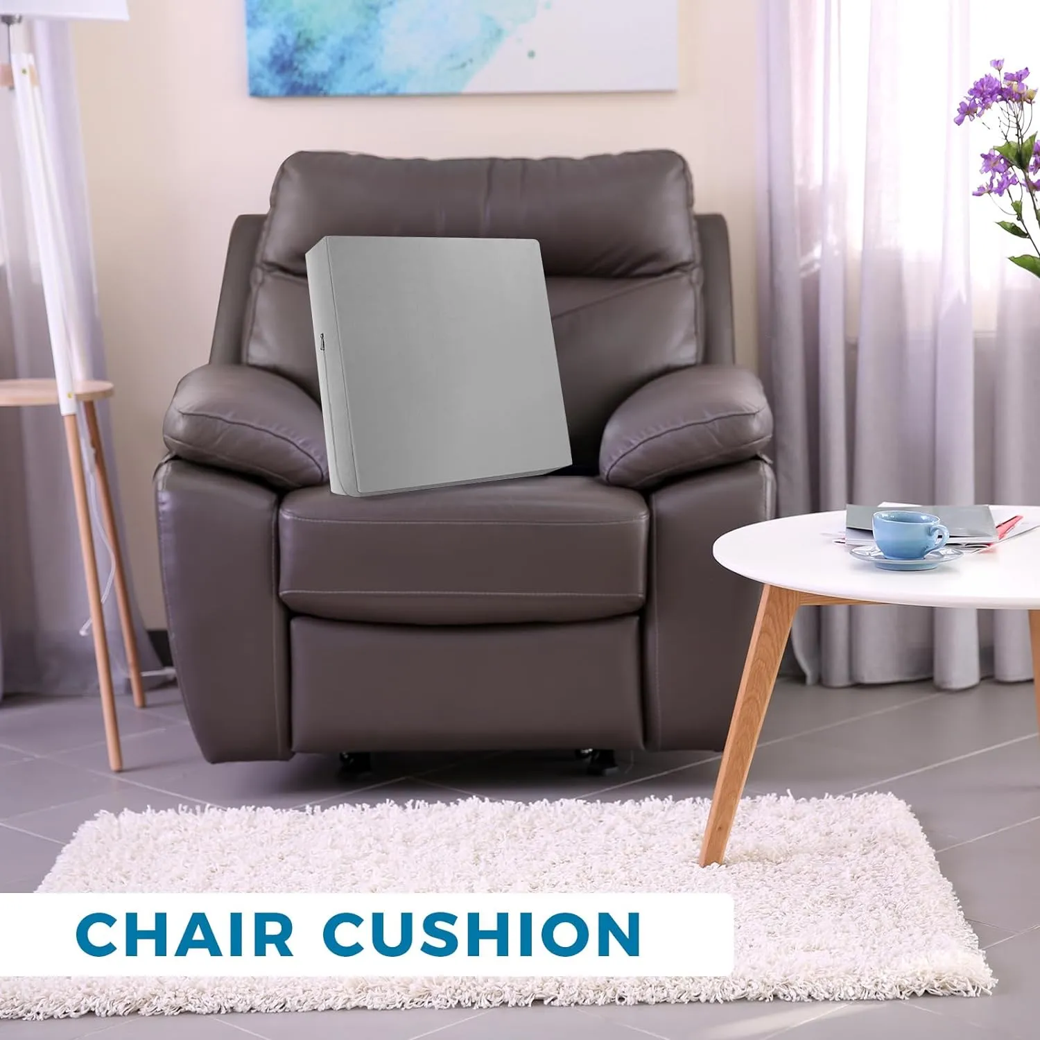 20 x 20 x 5 Inch Recliner Cushions for Elderly, Thicken Memory Foam Seat Cushion, Square Chair Cushions Non Slip Pads for Recliners, Armchairs, Relief and Comfort (Gray)