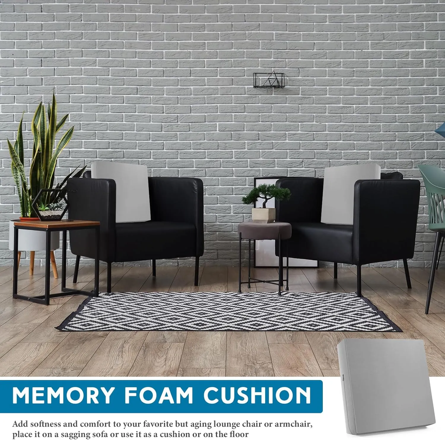 20 x 20 x 5 Inch Recliner Cushions for Elderly, Thicken Memory Foam Seat Cushion, Square Chair Cushions Non Slip Pads for Recliners, Armchairs, Relief and Comfort (Gray)